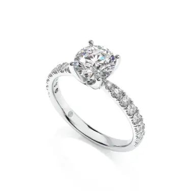 Prema Ananta Engagement Ring with Diamond Band, Round, Platinum, 1.00 ct Image