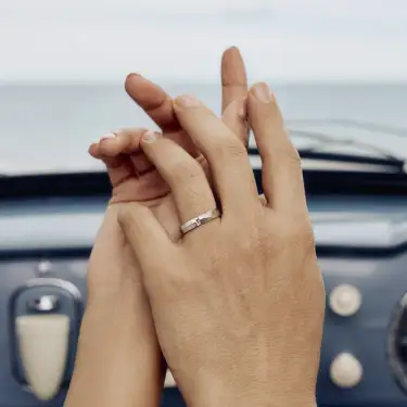 Couple Ring Band, Men, 14K White Gold Image