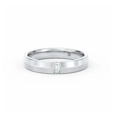 Couple Ring Band, Men, 14K White Gold Image