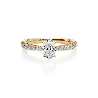 Forever Yours Engagement Ring with Diamond Band, Oval, 14K Yellow Gold, 0.70 ct Image