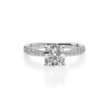 Forever Yours Engagement Ring with Diamond Band, Round, Platinum, 1.00 ct Image