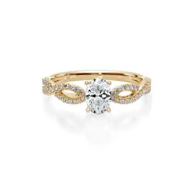 Eternal Vow Engagement Ring with Diamond Band, Oval, 14K Yellow Gold, 0.70 ct Image