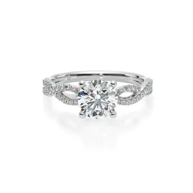 Eternal Vow Engagement Ring with Diamond Band, Round, Platinum, 1.00 ct Image