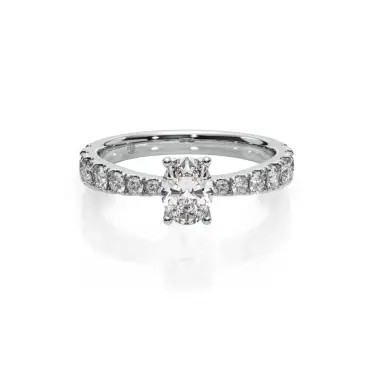 Prema Ananta Engagement Ring with Diamond Band, Oval, Platinum, 0.50 ct Image