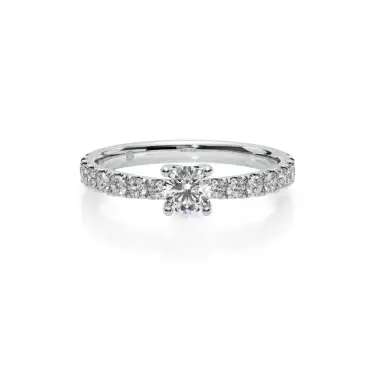 Prema Ananta Engagement Ring with Diamond Band, Round, 10K White Gold, 0.18 ct Image