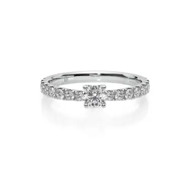 Prema Ananta Engagement Ring with Diamond Band, Round, 10K White Gold, 0.12 ct Image