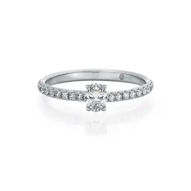 Bernoulli Bond Engagement Ring with Diamond Band, Oval, Platinum, 0.30 ct Image
