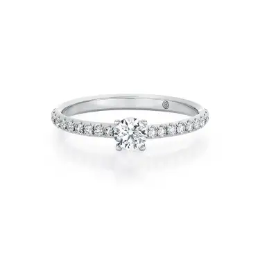 Bernoulli Bond Engagement Ring with Diamond Band, Round, 10K White Gold, 0.18 ct Image