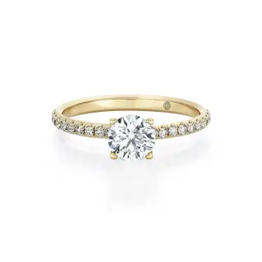 Bernoulli Bond Engagement Ring with Diamond Band, Round, 14K Nude Gold, 0.70 ct Image