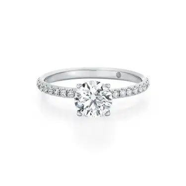 Bernoulli Bond Engagement Ring with Diamond Band, Round, Platinum, 1.00 ct Image