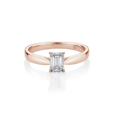 Love Signature Engagement Ring, Emerald, 14K Rose Gold, 0.50 ct Image