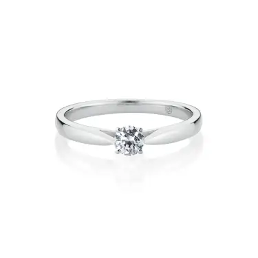 Love Signature Engagement Ring, Round, 10K White Gold, 0.12 ct Image