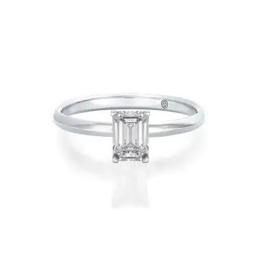 Bernoulli Bond Engagement Ring, Emerald, 14K White Gold, 0.70 ct Image
