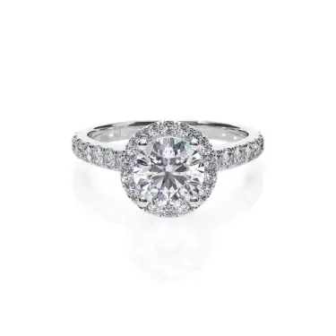 Love Signature Engagement Ring with Halo, Round, Platinum, 1.00 ct Image