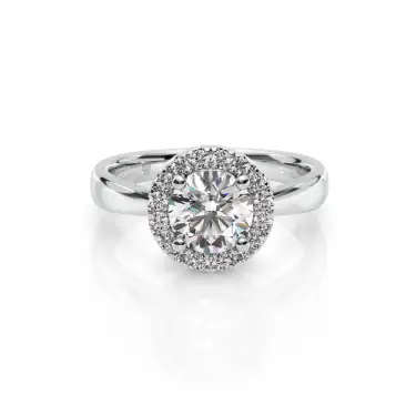 Prema Ananta Engagement Ring with Halo, Round, 14K White Gold, 1.00 ct Image