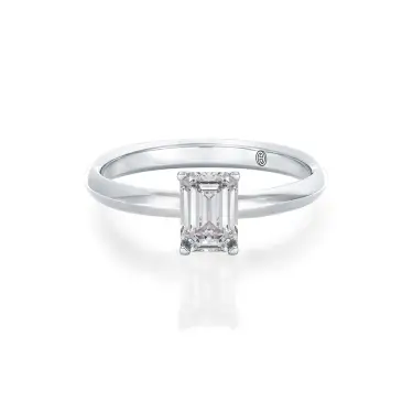Bernoulli Bond Engagement Ring With Hidden Halo, Emerald, 14K White Gold, 0.70 ct Image