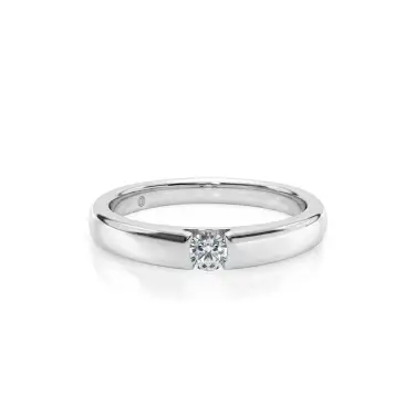 Love Signature Men's Engagement Ring, Round, 10K White Gold, 0.10 ct Image