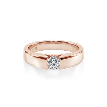 Love Signature Men's Engagement Ring, Round, 14K Rose Gold, 0.30 ct Image