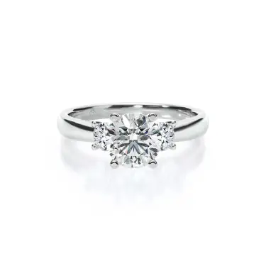 Love Signature Engagement Ring with Sidestones, Round, Platinum, 1.00 ct Image