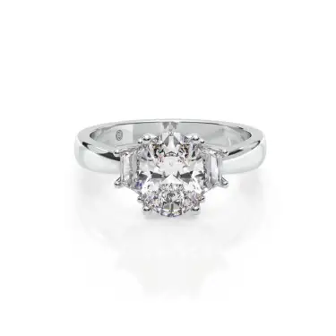 Prema Ananta Engagement Ring with Sidestones, Oval, 14K White Gold, 1.00 ct Image