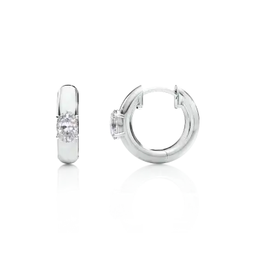 Timeless Hoop Earrings, Radiance Arc, Oval, Small Image