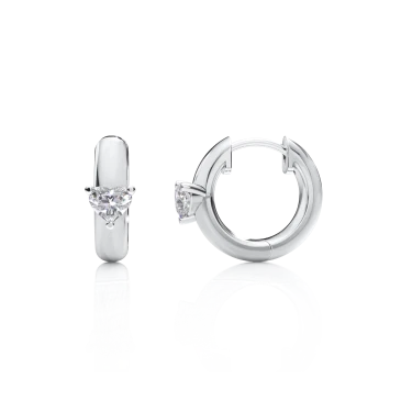 Heart Diamond Hoop Earrings Image
