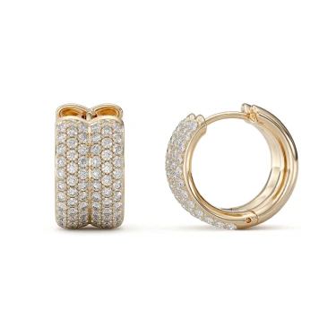 Odyssera Hoop Earrings, Small with Diamonds Image