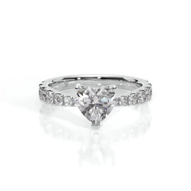 Prema Ananta Engagement Ring, Heart with Diamond Band Image