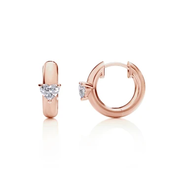 Heart Diamond Hoop Earrings Image